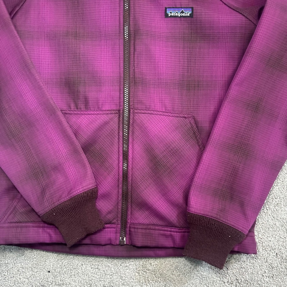 Patagonia Slopestyle Hoodie Womens Small Purple Plaid Jacket SoftShell 29861F9 - Picture 3 of 10